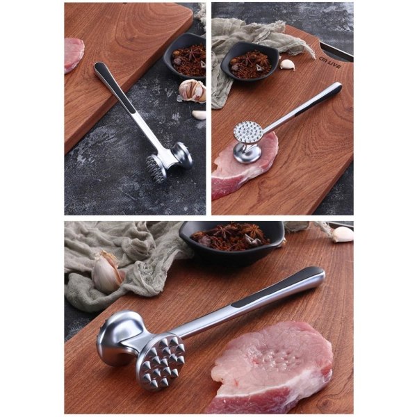 Zinc Alloy Pork Chop Kitchen Tool Tender Beef Steak Hammer Silver