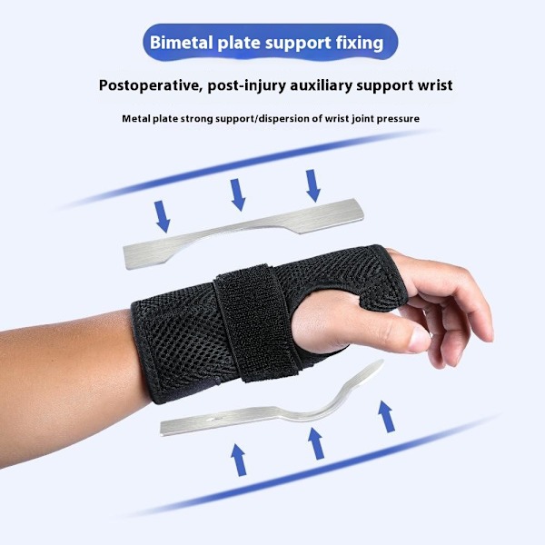 armband handledsstöd aluminiumplatta för karpaltunnel artrit - vänster hand Svart