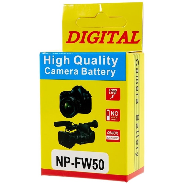 NP-FW50 batteri til Sony A6400/A6000/ZVE 10/A7M2/A6100/A6300/A7R2/A5100 osv Black