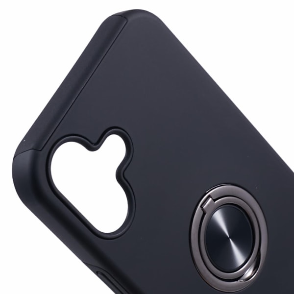 Til iPhone 16 Plus Fingerring Kickstand Hybrid Taske - Sort Black