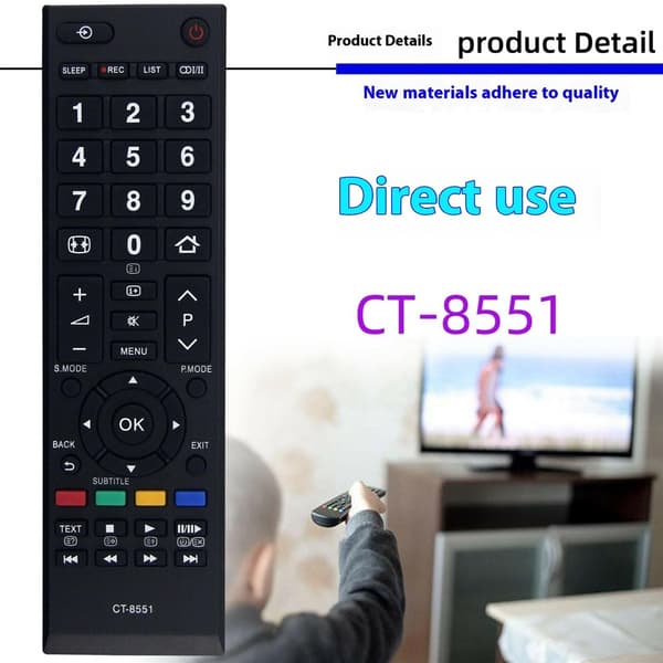 Fjernkontrollerstatning for CT-8551 For Toshiba TV Black