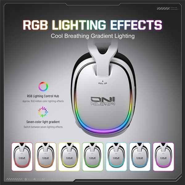 ONIKUMA GT805 Gaming Headset 4 Moduser Trådløst/Kablet Over-Ear RGB - Hvit White