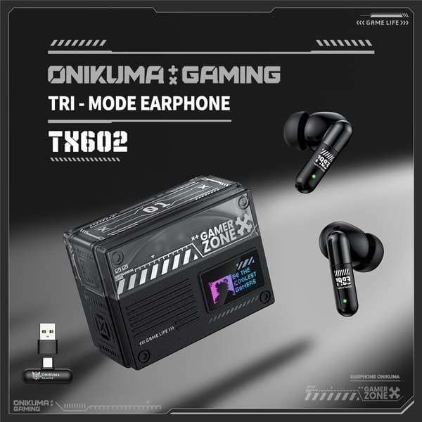 ONIKUMA In-ear gaming hodetelefoner – tre tilkoblingsmoduser, støydemping og ladeetui Black