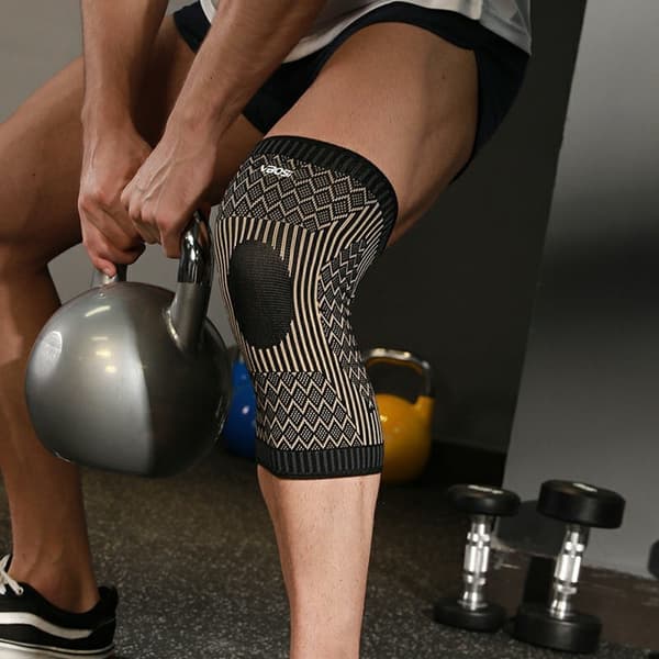 VBOSI 1 st. Elastisk stabilt Stöd för knä Knästöd Knäskydd Patella Värme - M Brun