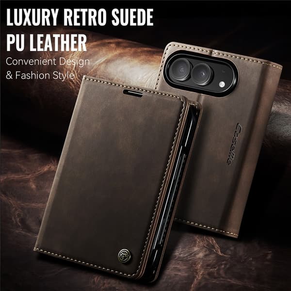 CASEME Puhelimen lompakkokotelo iPhone Duo puhelimelle Brown