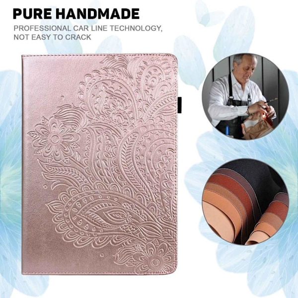 Apple iPad 10.9 2022 Vikbart fodral korthållare Blommor - Rose Gold Rosa guld