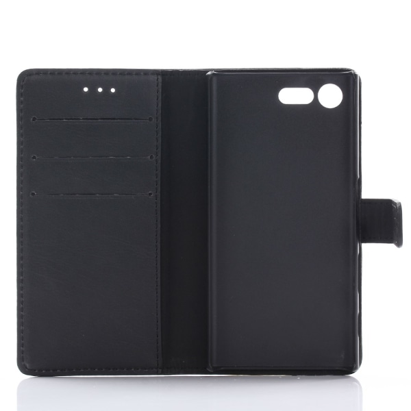 Retro tegnebog stativetui til Sony Xperia X Compact - Sort Black
