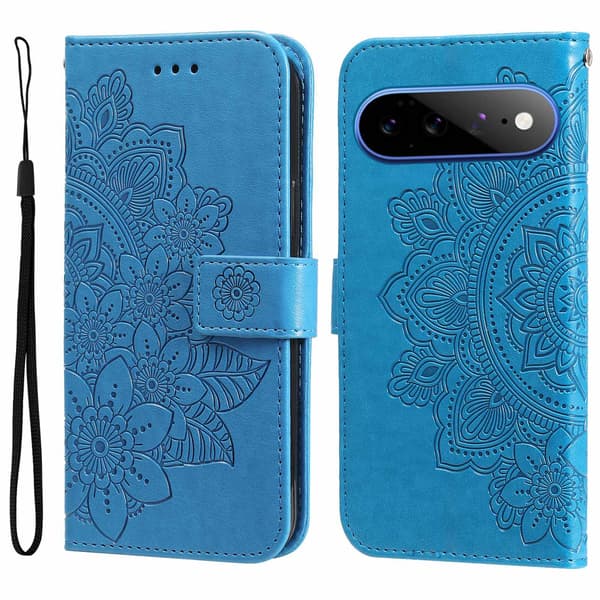 Blomstret Pungcover med Stander til Google Pixel 11 Pro XL Blue
