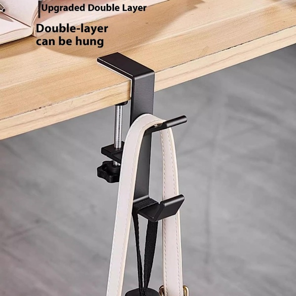 Skrivebord Edge Hook Ryggsekk Veske Hodetelefonhenger Under Bord Oppbevaring - Svart Black