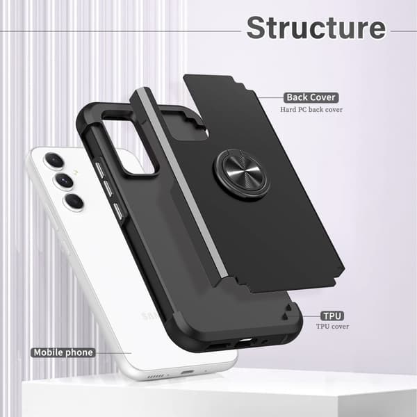 Samsung Galaxy A15 Fingerring Kickstand Hybrid Taske Black