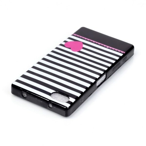 TPU Skal Z5 Compact - Stripes and Pink Heart multifärg