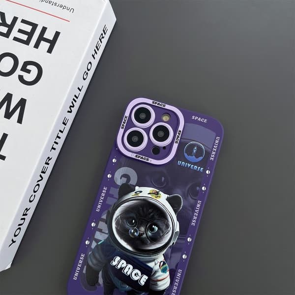 TPU Telefondeksel til iPhone 15 Plus - deksel Cat - Lilla Purple