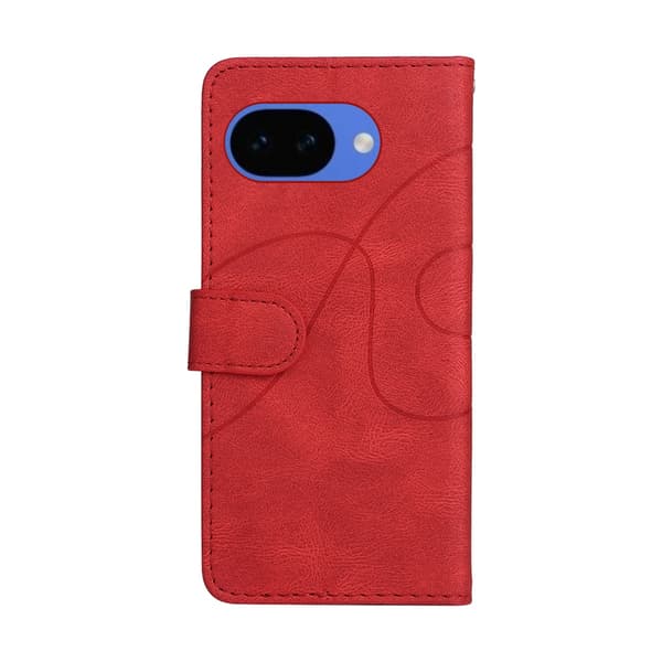 För Google Pixel 10a Plånboksfodral med Stativ Tvåfärgad Design - Röd Röd