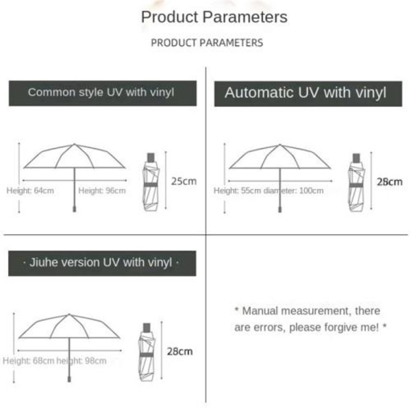 Anti - UV Paraply Bärbart hopfällbart Regn Autoöppning / Marinblå Blå