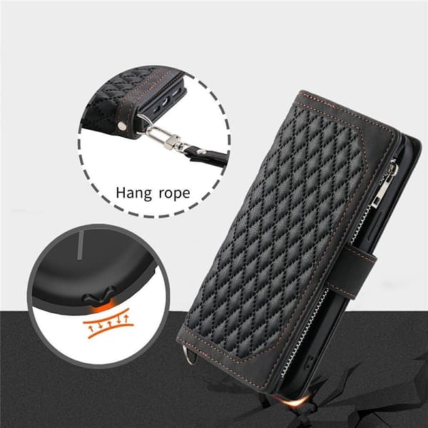 Til Samsung Galaxy S26 5G Zipper Wallet Case Rhombus Telefoncover Black