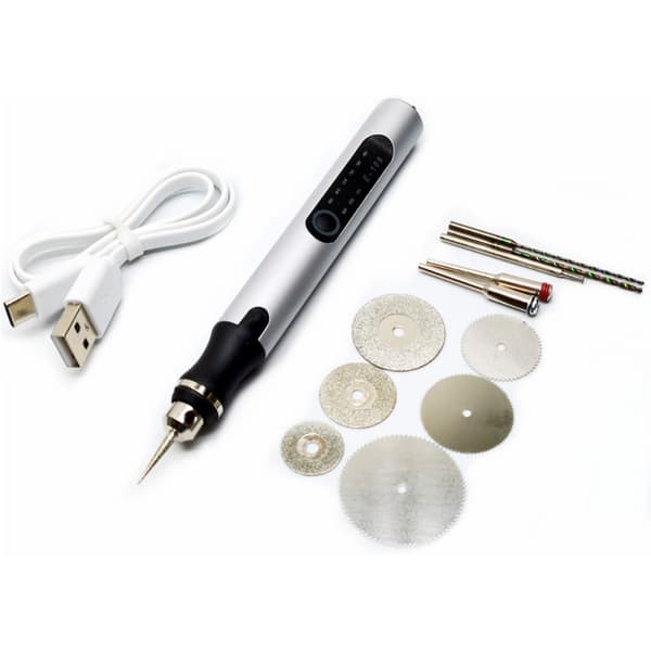 Genopladelig graveringspen Graveringsnåleboresæt DIY Crafts Silver