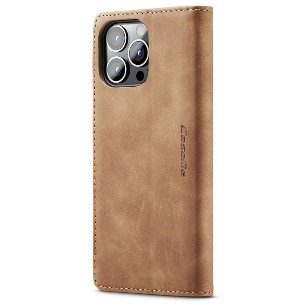 CASEME Retro Lompakkokotelo iPhone 15 Prolle - Ruskea Brown