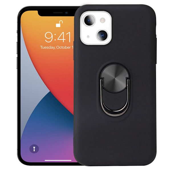 iPhone 13 Mini Finger Ring TPU Hybrid Case Kickstand Black