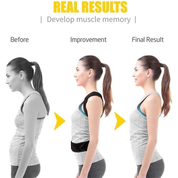 Justerbar Corring Posture Anti - pukkel ryglæn - M Black