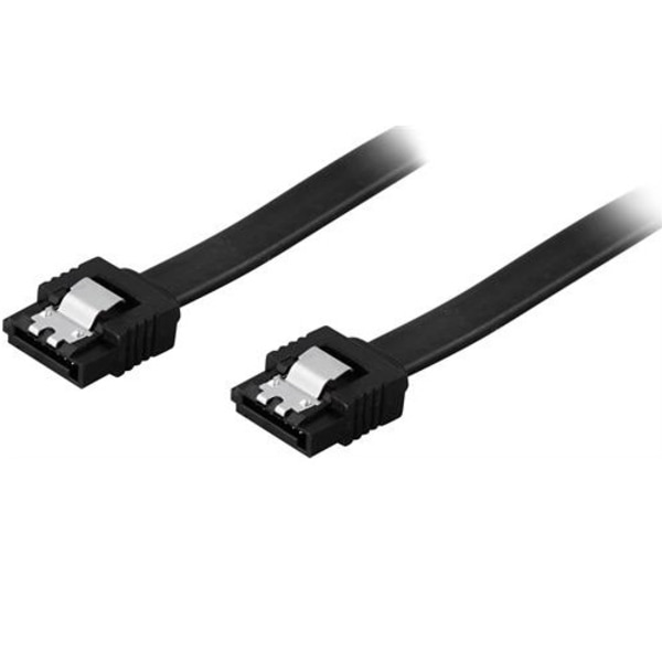 DELTACO SATA-kabel, SATA 6Gb/s, lås-clips, rak-rak, 0,3m, svart Svart