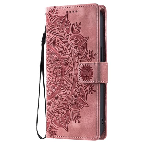 Til Samsung Galaxy S25 Ultra tegnebogscover Cover Shell Mandala Blomstermønster Pink