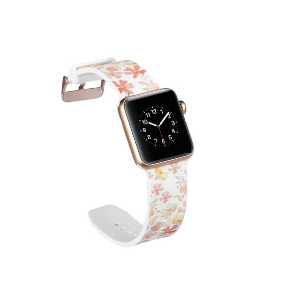 Silikoninen kellohihna Apple Watch 4 44mm, Series 3/2/1 42mm - Kukat Multicolor