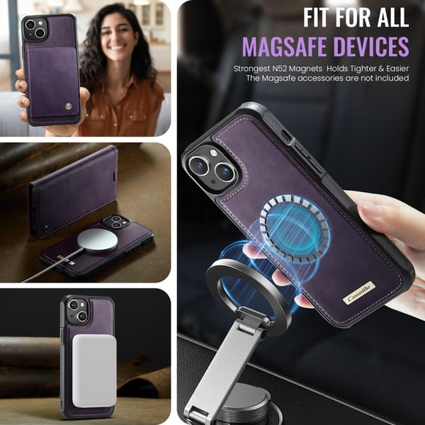 CASEME Til iPhone 15 Lommebokdeksel Magnetisk Avtakbar RFID Beskyttelse Blue