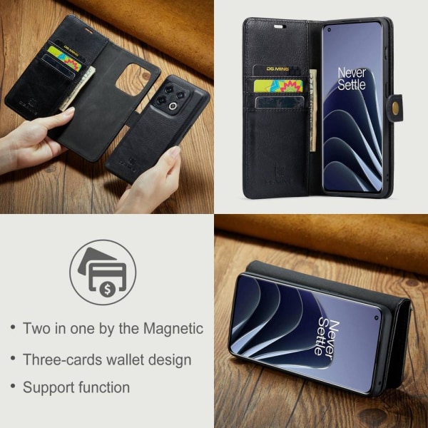 OnePlus 10 Pro 5G DG.MING 2 i 1 Plånboksfodral Svart