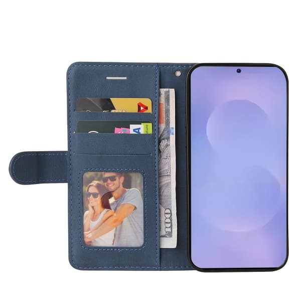 För Samsung Galaxy S26 Plånboksfodral med Stativ Tvåfärgad Design - Blå Blå