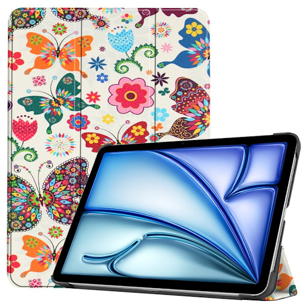 iPad Air 11 (2024) Kotelo Auto Herää / Nuku Kolminkertainen Taittojalusta Tabletin Suoja - Butterflies Multicolor