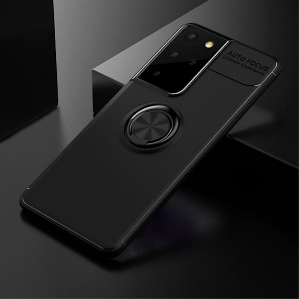 Samsung Galaxy S21 Ultra sormensormen tukijalka (sisäänrakennettu metallilevy) kotelo Black