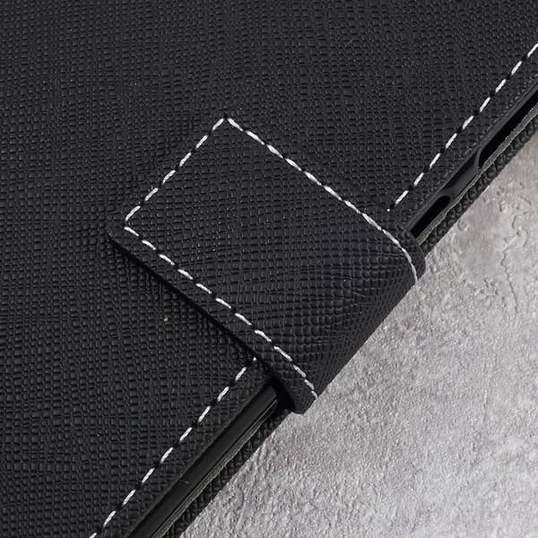 Asus Zenfone Live - Cross Texture Lommebok - cover - Sort Black