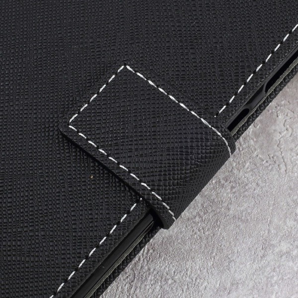 Cross Texture Wallet Case for Asus Zenfone Live ZB501KL Black