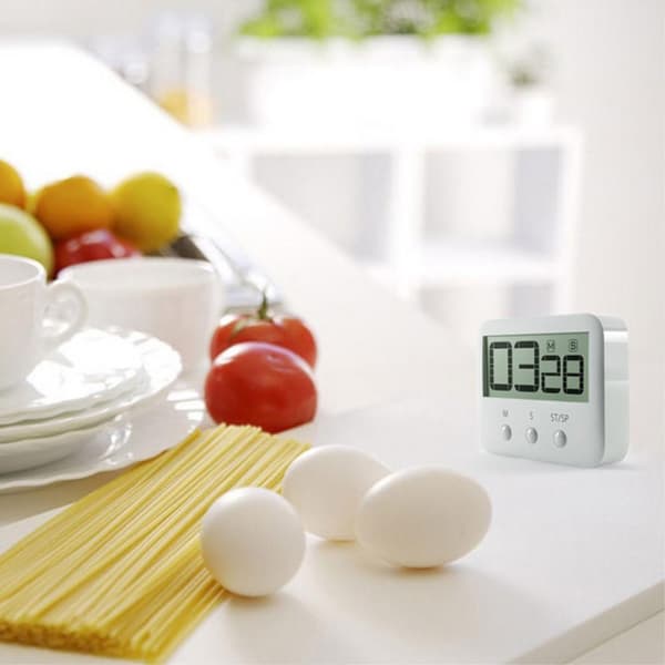 Digital Kjøkken Timer Magnetisk Nedtellingstimer Matlagingstimer med Høy Alarm for Kjøkken White