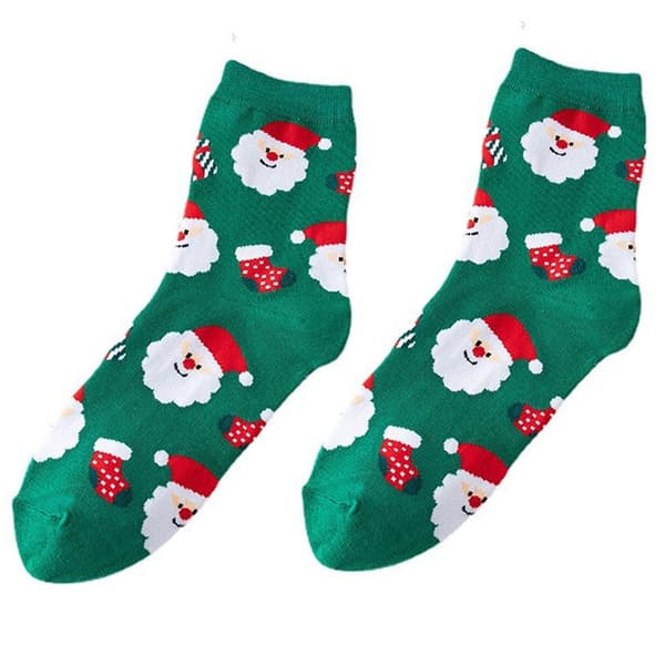 Strumpor Julstrumpa Julklapp Tecknad Mönster Halvvadsstrumpor - Tomte Grön