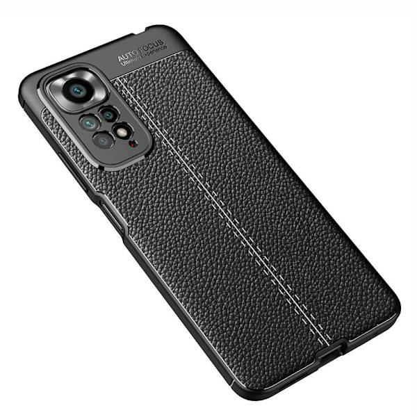 Litchi Tekstur Myk TPU-Etui for Xiaomi Redmi Note 11 / Note 11S - Svart Black