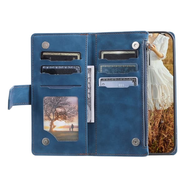 Til Xiaomi Redmi 14C Zipper Wallet Case Rhombus Telefoncover Blue