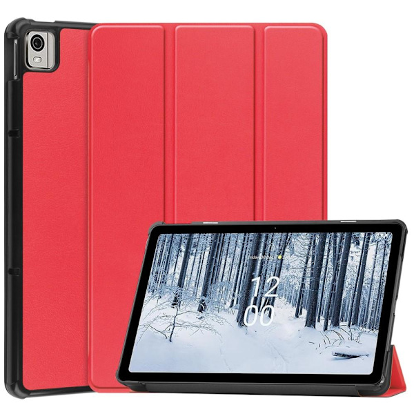 Nokia T21 Tri-fold Stativ Våkne / Sove Deksel Tablettveske - Rød Red