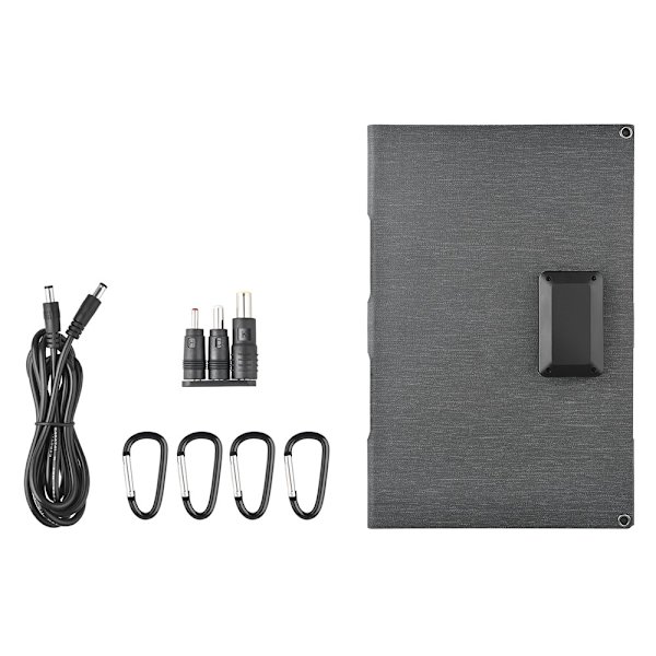 40W solcellelader USB-C USB DC-porter IP65 vanntett monokrystallinsk solcellepanel Black
