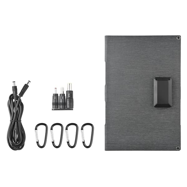 40W solcelleoplader USB-C USB DC-porte IP65 vandtæt monokrystallinsk solpanel Black