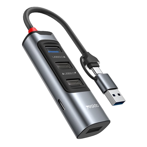 USB + USB-C Hub Adapter Converter USB 3.0 + 3xUSB 2.0 + PD 100W Black