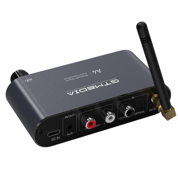 GTMEDIA 6 - i - 1 Bluetooth 5.1 lydadapter RX/TX - moduser USB TF - kort IR - fjernkontroll Black