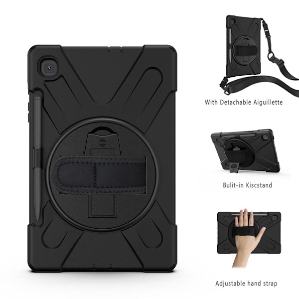 Samsung Galaxy Tab S6 Lite Heavy Duty Armor skal med axelrem Svart