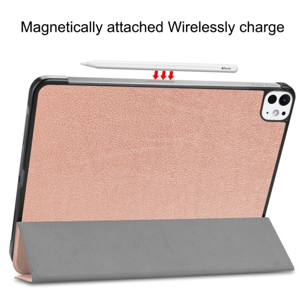 Etui med tredelt stativ for iPad Pro 11 (2024) - RoseGold Pink gold