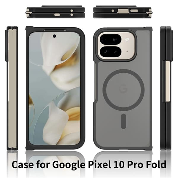 Til Google Pixel 10 Pro Fold Magnetisk Etui TPU Ramme Akryl Telefon Beskyttelsesetui Black
