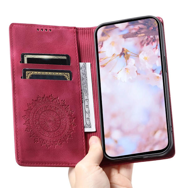 Deksel for iPhone 17 Pro Max med Magnetisk Lukking Mønsterpreget Red
