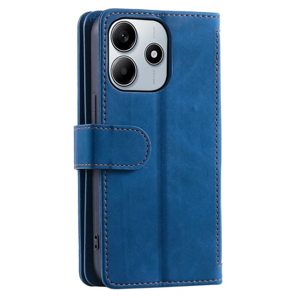 Til Xiaomi Redmi Note 14 4G Etui med Lynlåslomme og 9 Kortlommer Blue