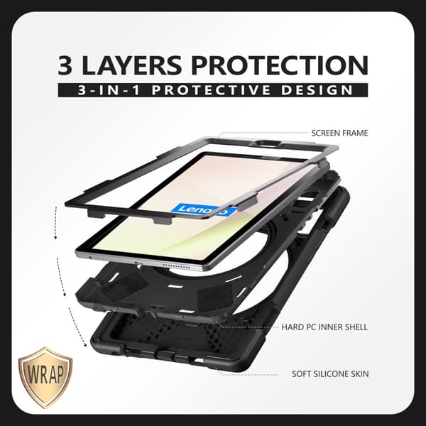 Lenovo Tab M9 TB-310FU (2023) Heavy Duty Armor-deksel Black