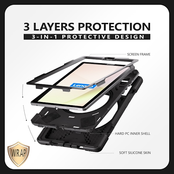 Lenovo Tab M9 TB-310FU (2023) Heavy Duty Armor -kotelo Black