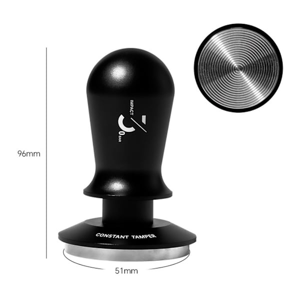 Kaffestamper Espresso Distribution Tool Tryckfjäderbelastad Stamper - 51mm Svart